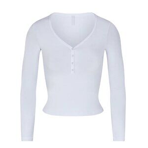 LONG SLEEVE CROPPED HENLEY  | Skims